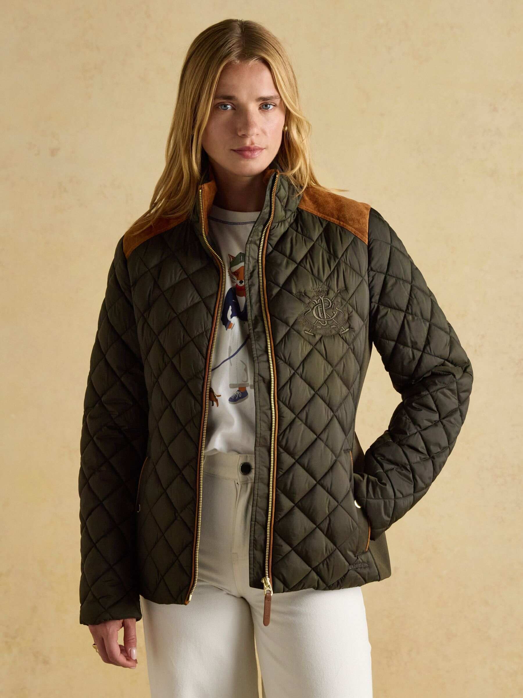 Braemar Luxe Navy Blue Showerproof Diamond Quilted Coat