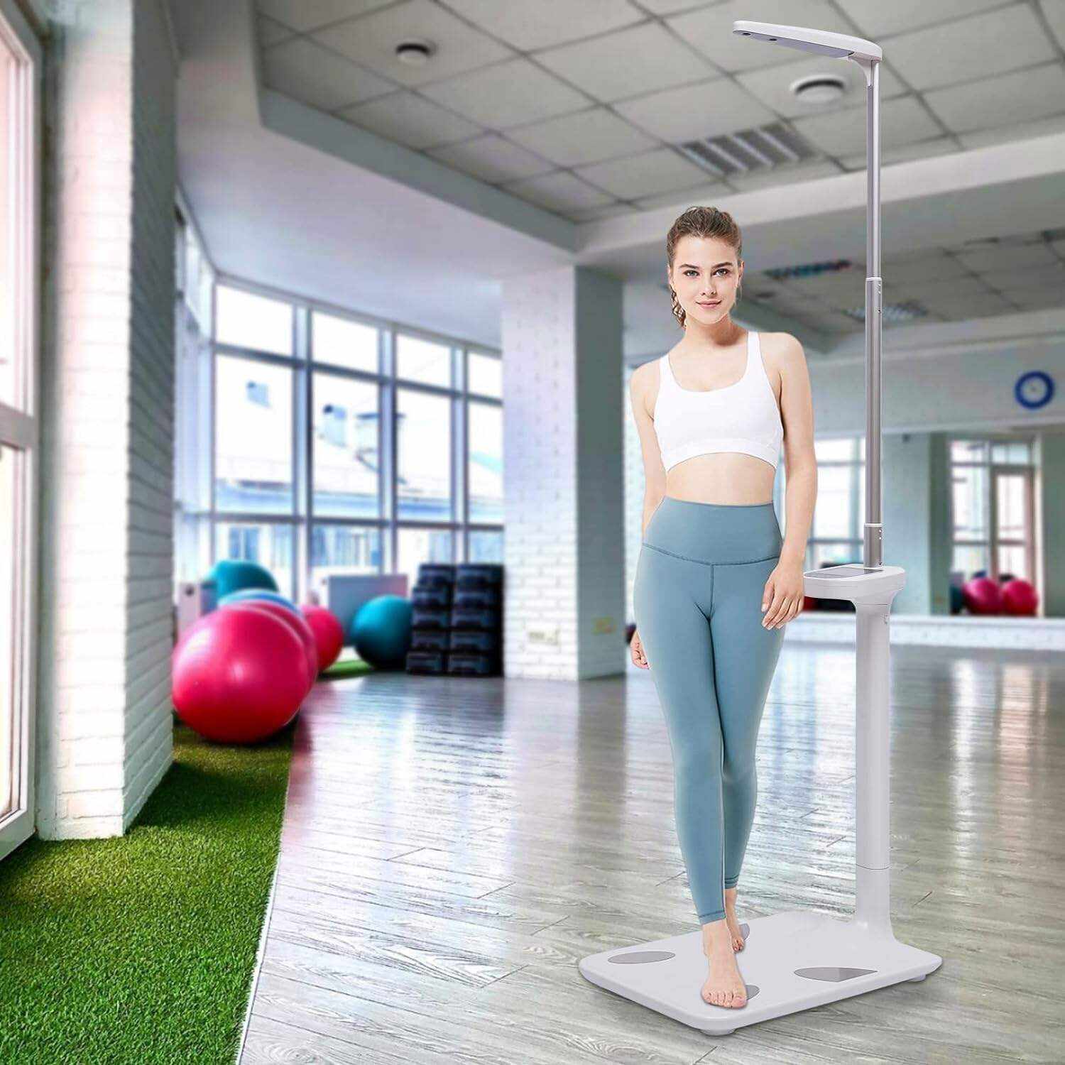 Professional Digital Physicians Scale, Height and Body Fat Analyzer Digital Medical Scale - 440lbs/200kg Capacity, 80-190CM Height Scale Range, BMI Body Fat Measurement Device (US Stock)