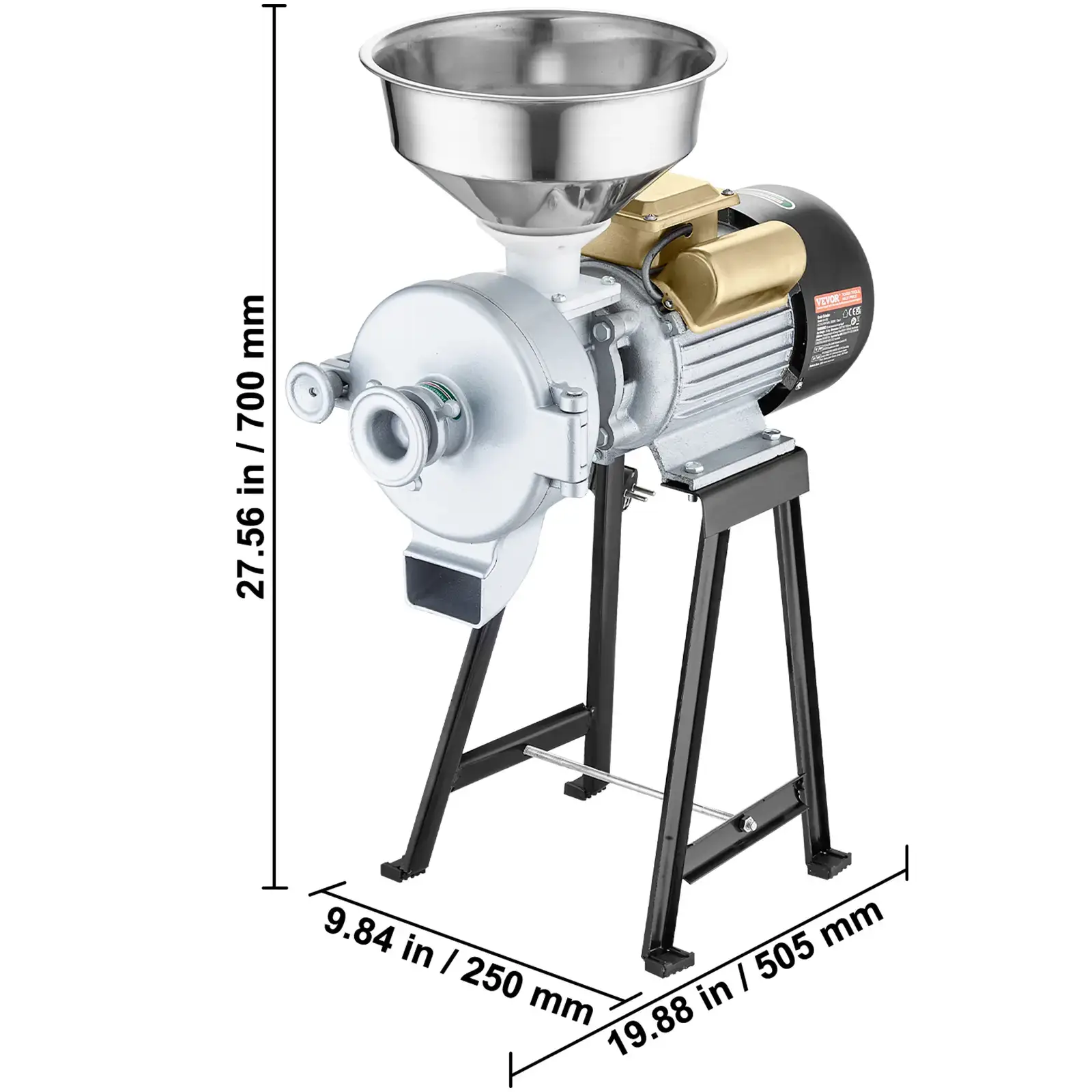 3000W High Power Commercial Grain Grinder, Heavy Duty Dry Wet Electric Mill, Adjustable Thickness Powder Machine for Wheat Corn Spice Cereal with Feeding Funnel