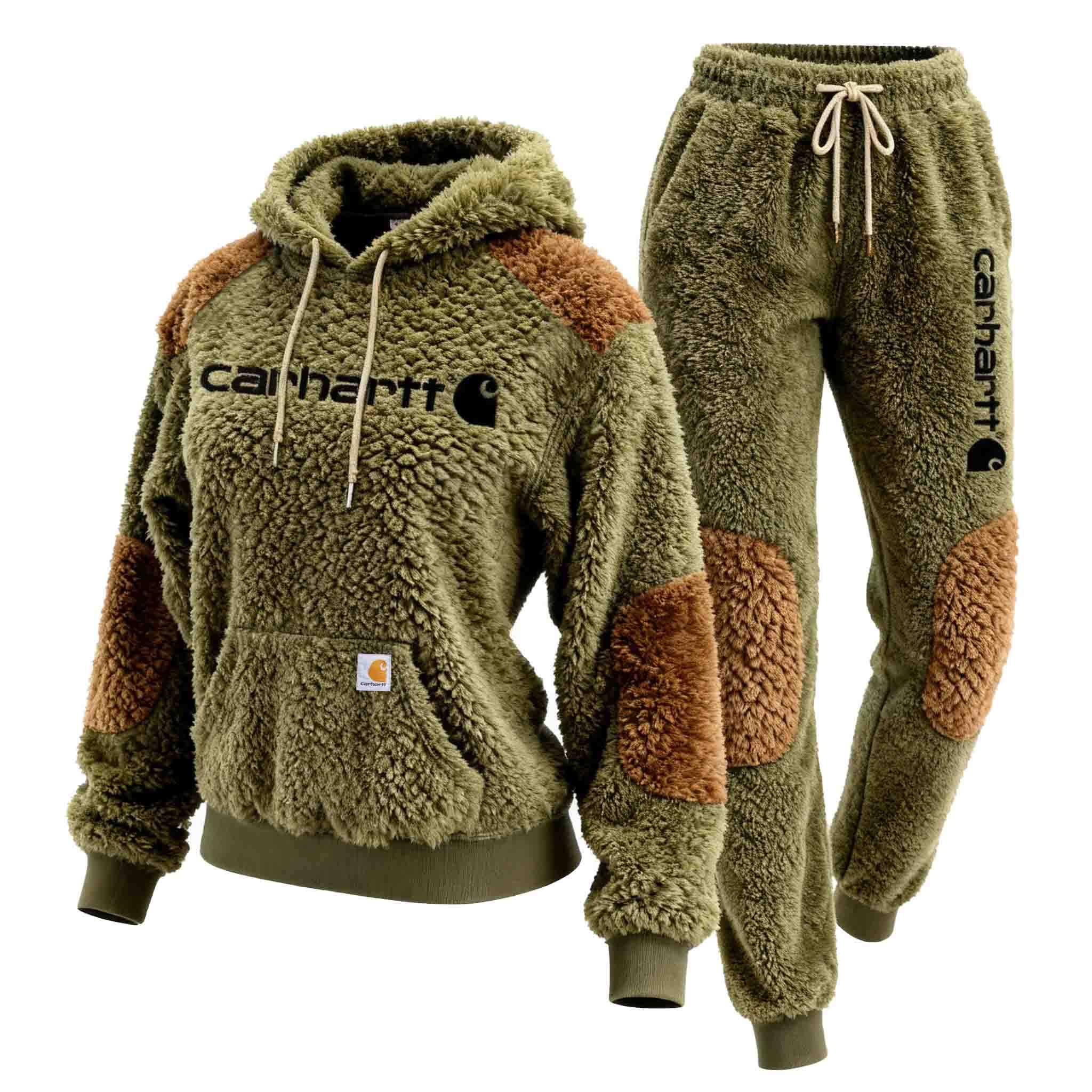 Cozy Olive Green Fleece Hoodie and Jogger Set