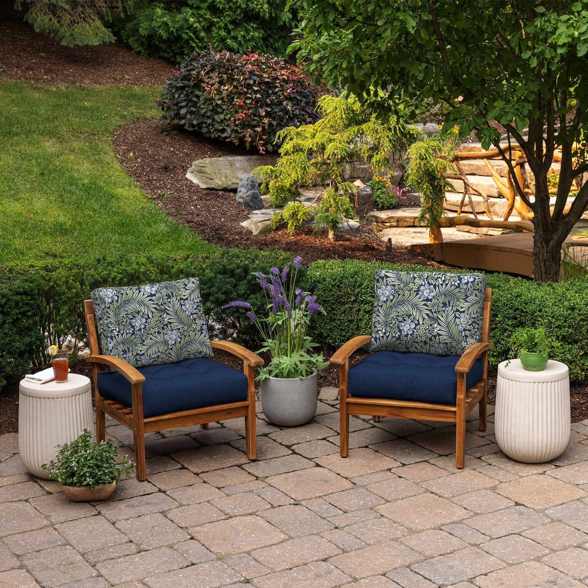 ARDEN Outdoor Plush Modern Tufted Blowfill Deep Seat Set, 24 x 24