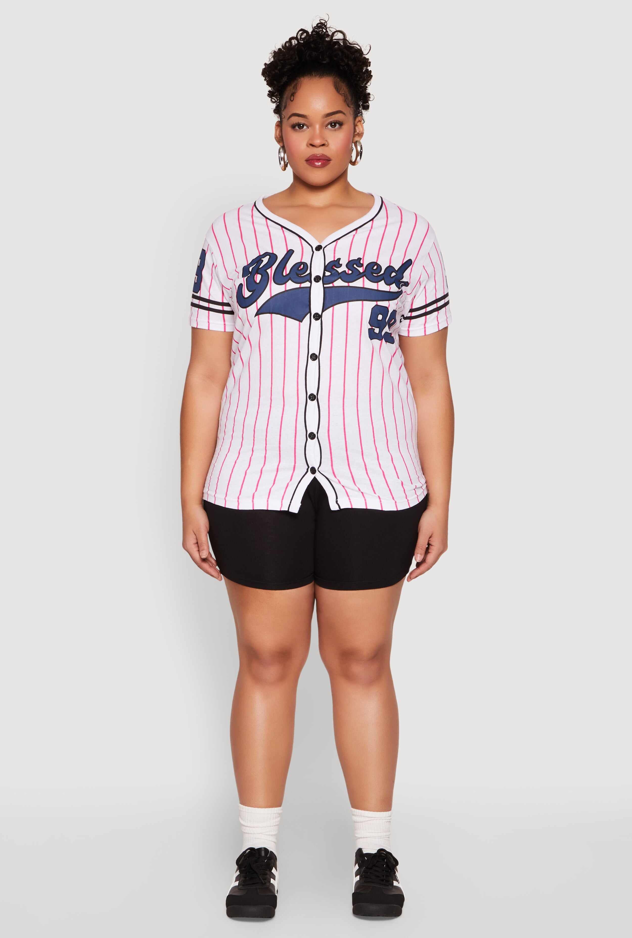 Plus Size Blessed 99 Graphic Baseball Shirt