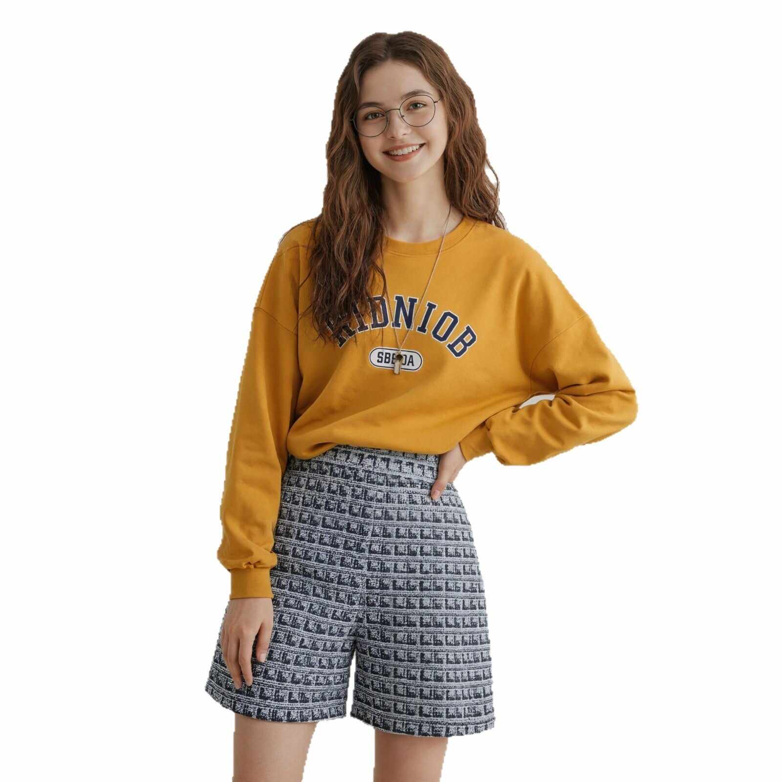 Fashionable Plaid Knitted Shorts For Women