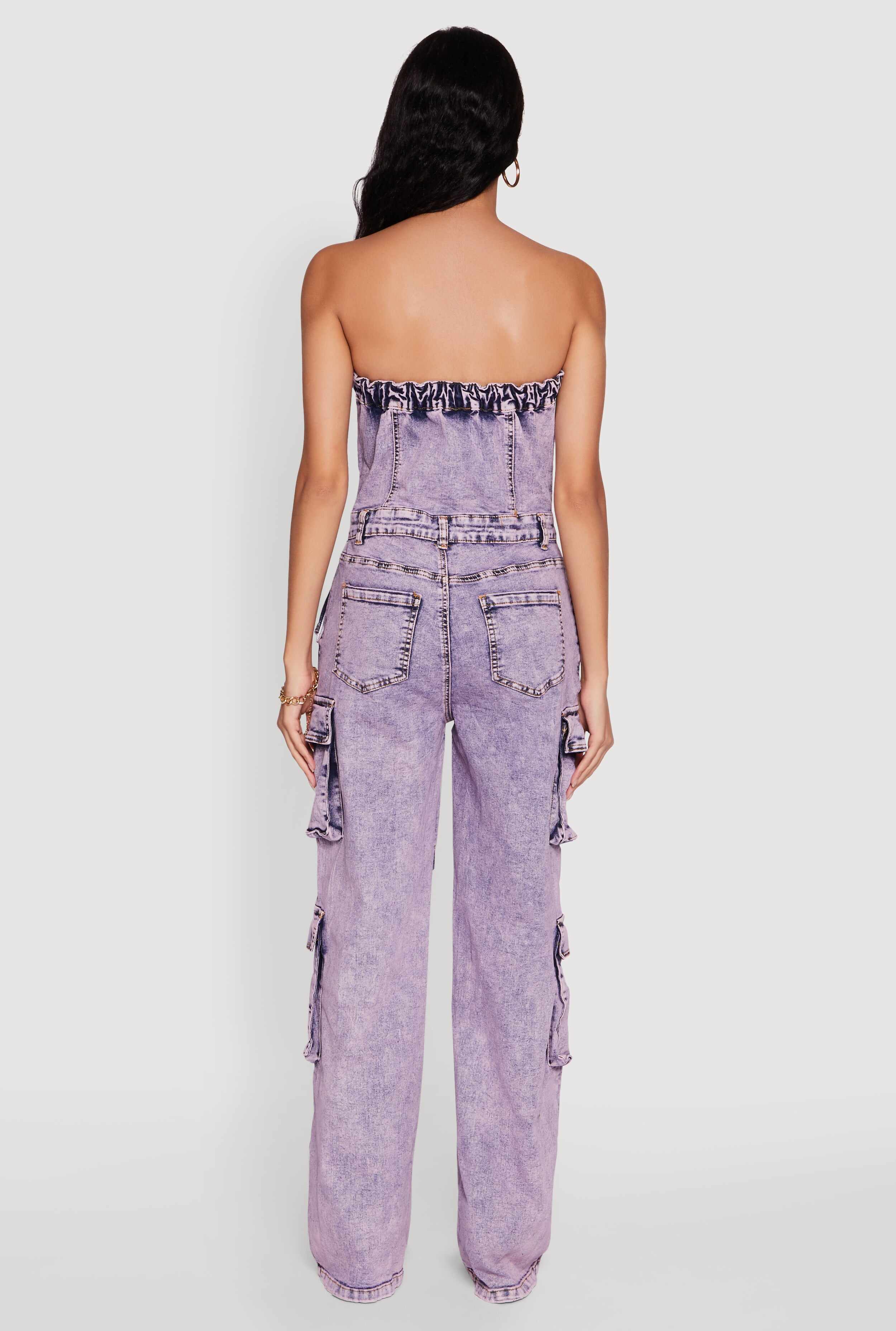 Daisy Mineral Wash Denim Jumpsuit with Cargo Pockets