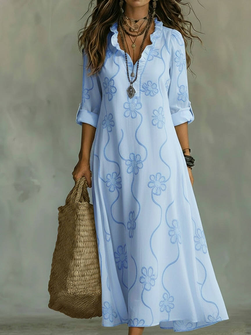 🔥Summer Arrivals🌟Retro Ruffled Collar Floral A-line Dress