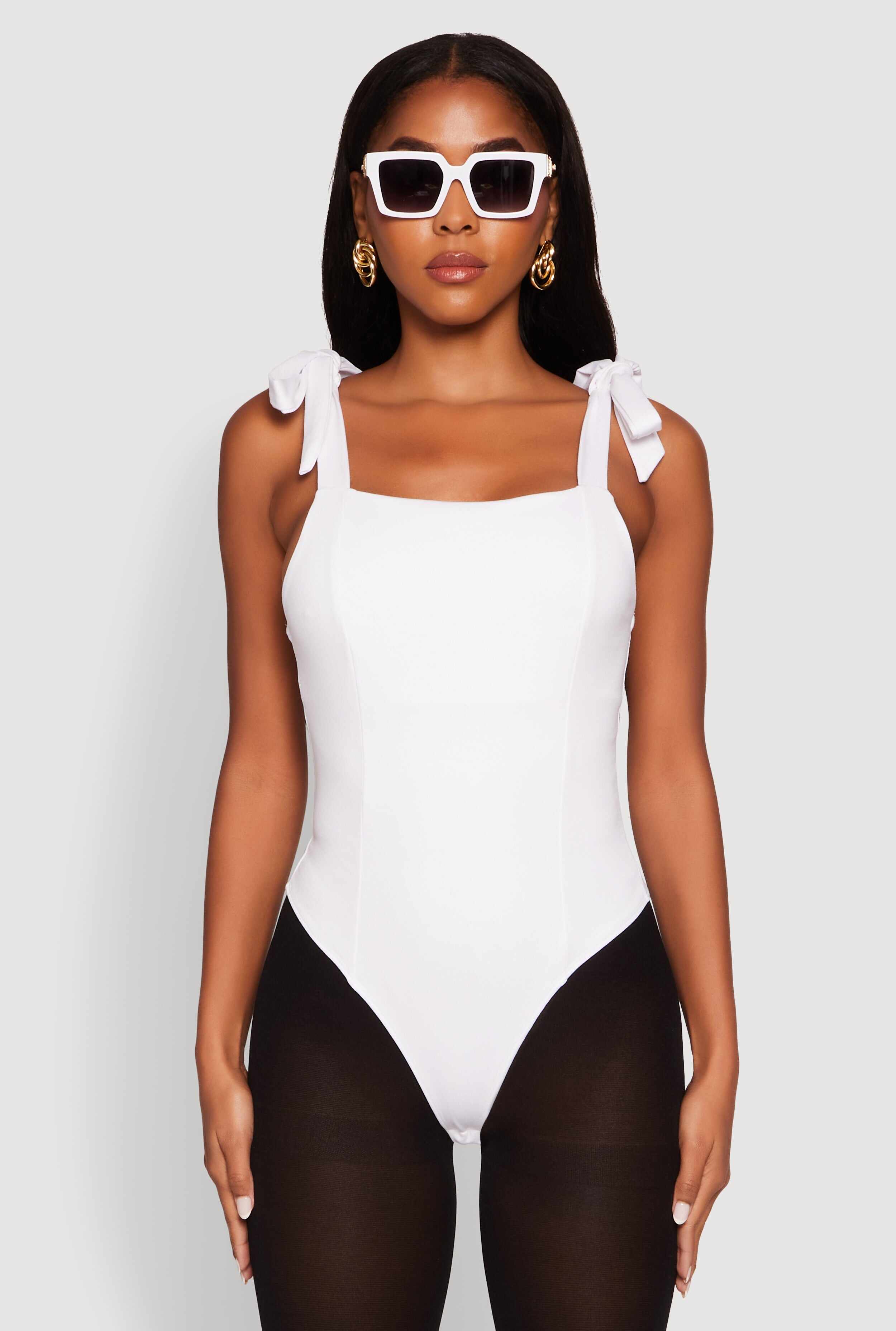 Iris Pintuck Bow Strap Bodysuit