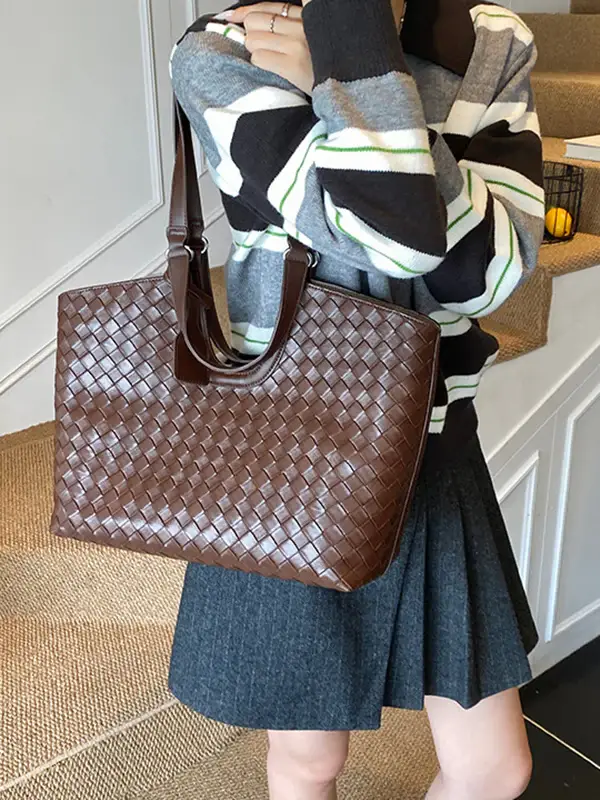 Intrecciato Woven Leather Tote Bag
