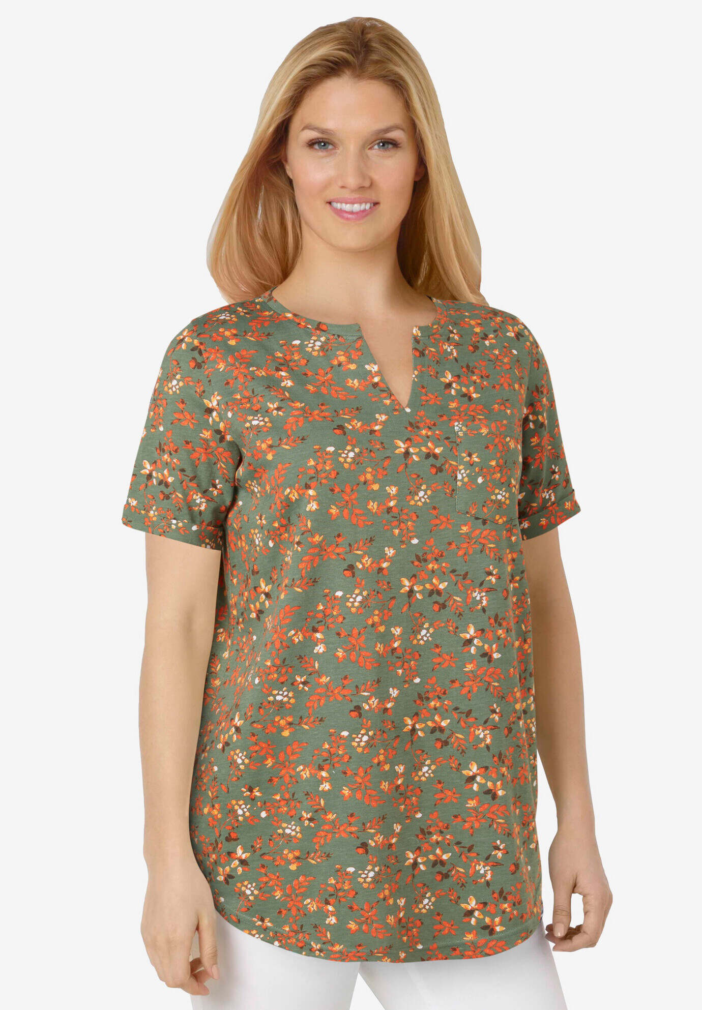 Short-Sleeve Notch-Neck Tee
