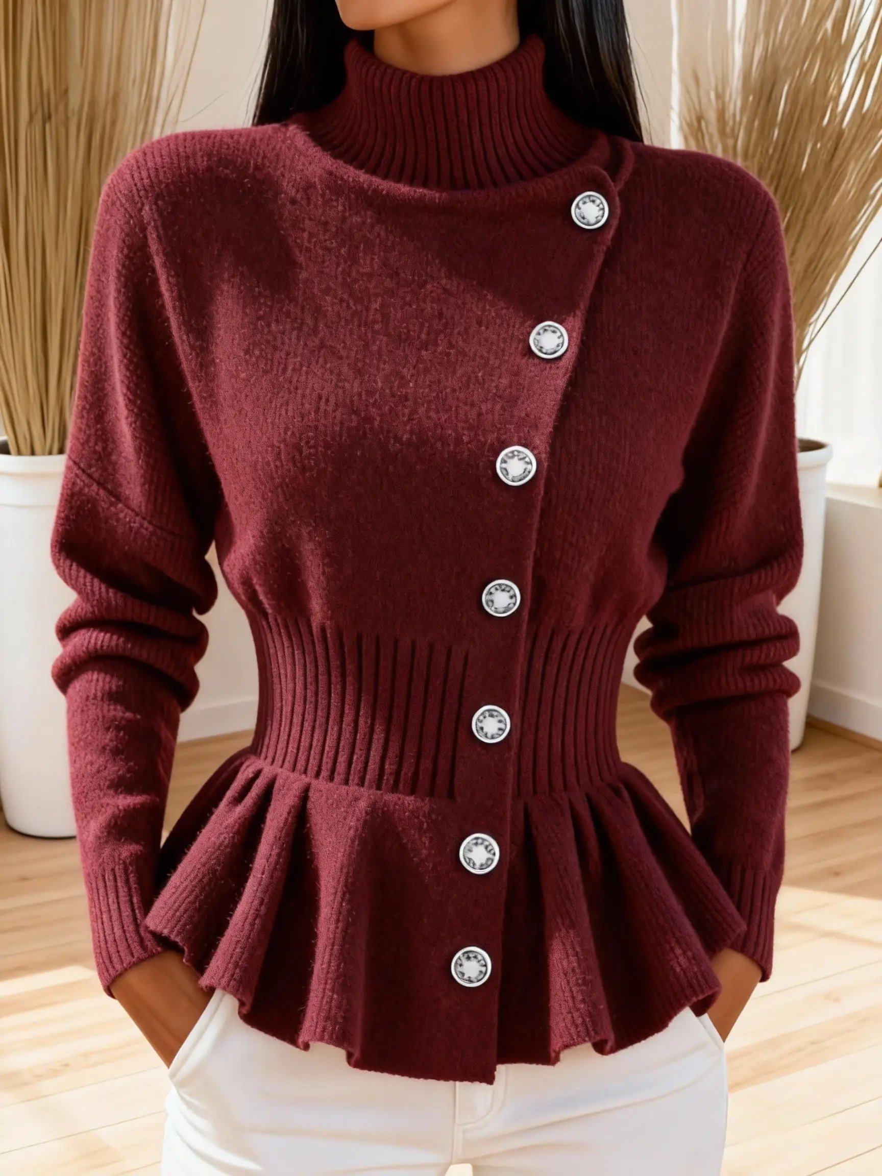 🔥Summer Arrivals🌟Slim Turtleneck Solid Color Pullover Knitted Top