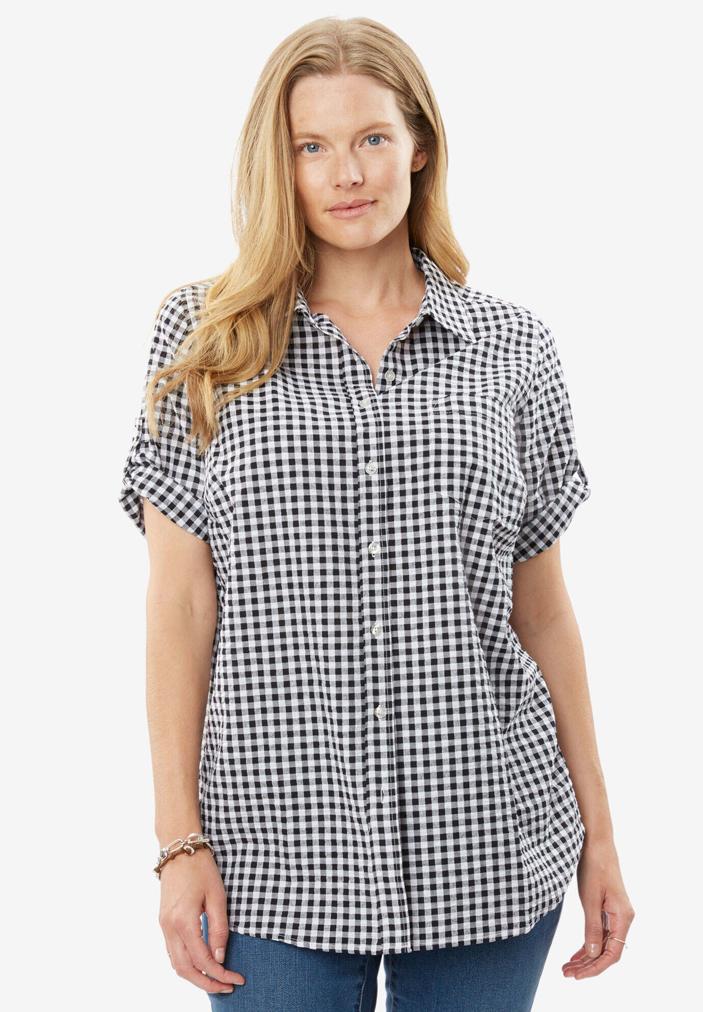 Short-Sleeve Button Down Seersucker Shirt