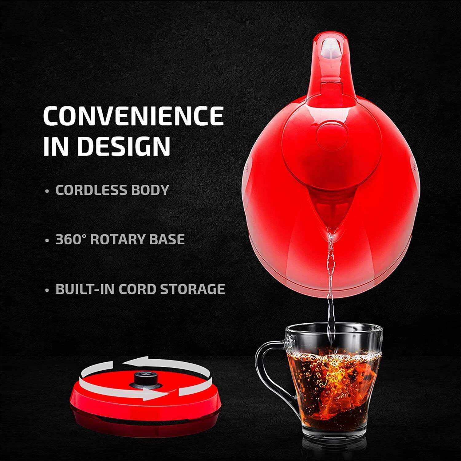 OVENTE Electric Kettle Hot Water Heater 1.7 Liter - BPA Free Fast Boiling Cordless Water Warmer - Auto Shut Off Instant Water Boiler for Coffee & Tea Pot - White KP72W