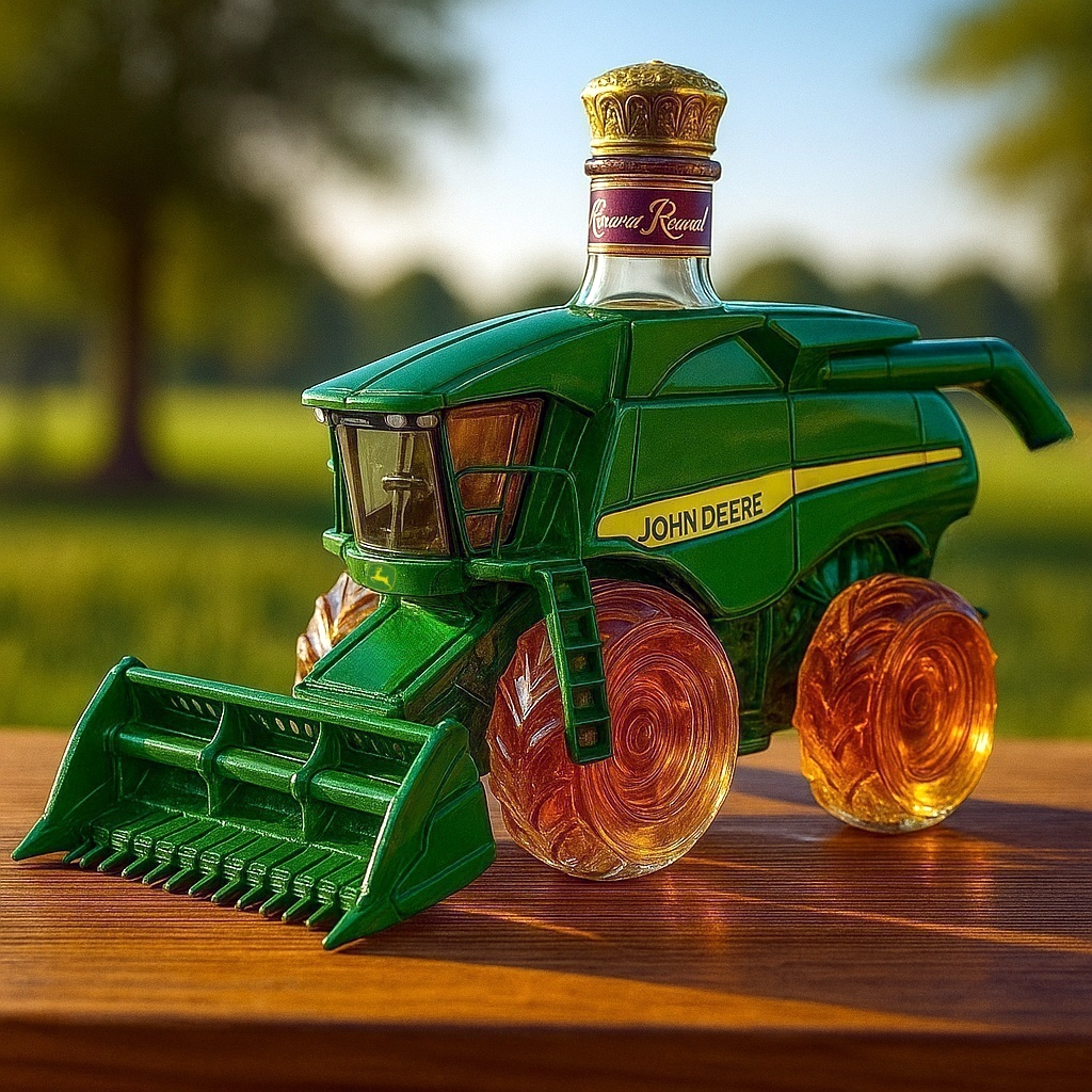 John Deere Combine Harvester Whiskey Bottle