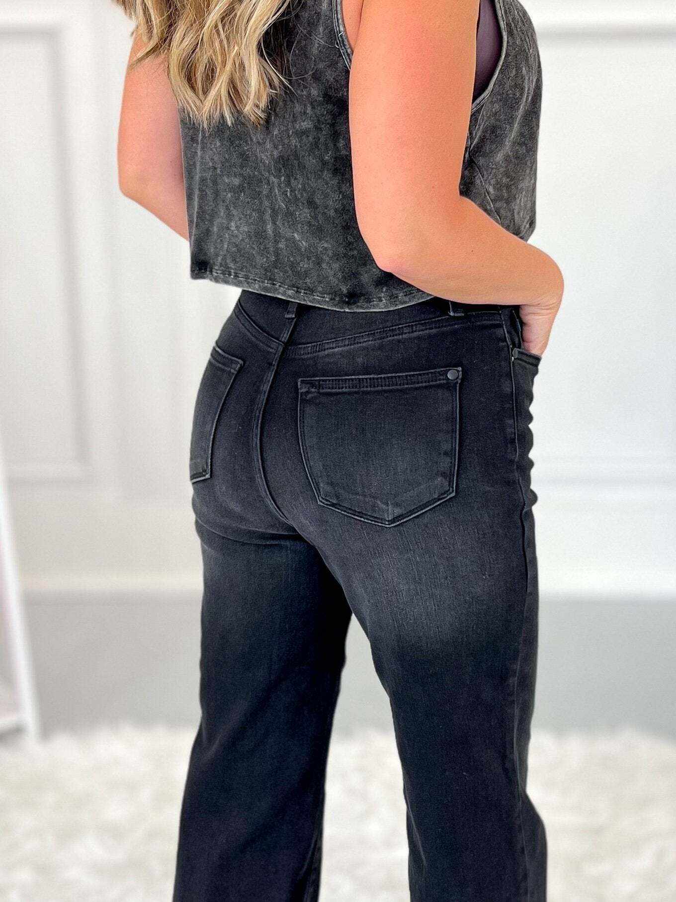 Ready To Rock - Christmas Button Fly Cropped Wide jeans- Final Sale