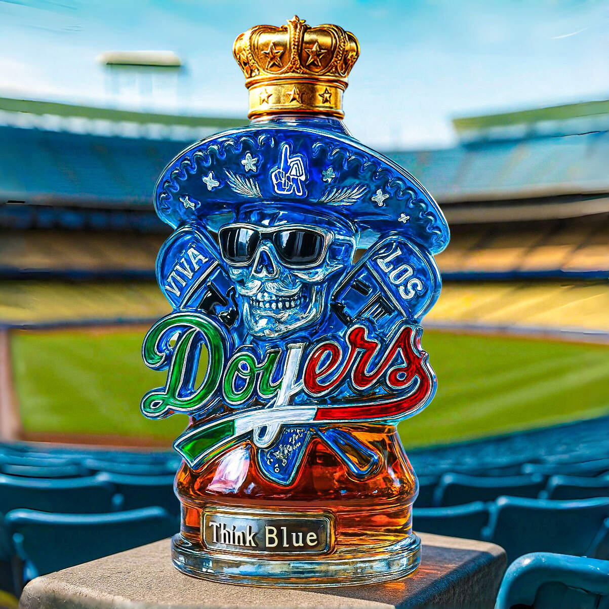 Los Doyers “Think Blue” Collector’s Whiskey Bottle