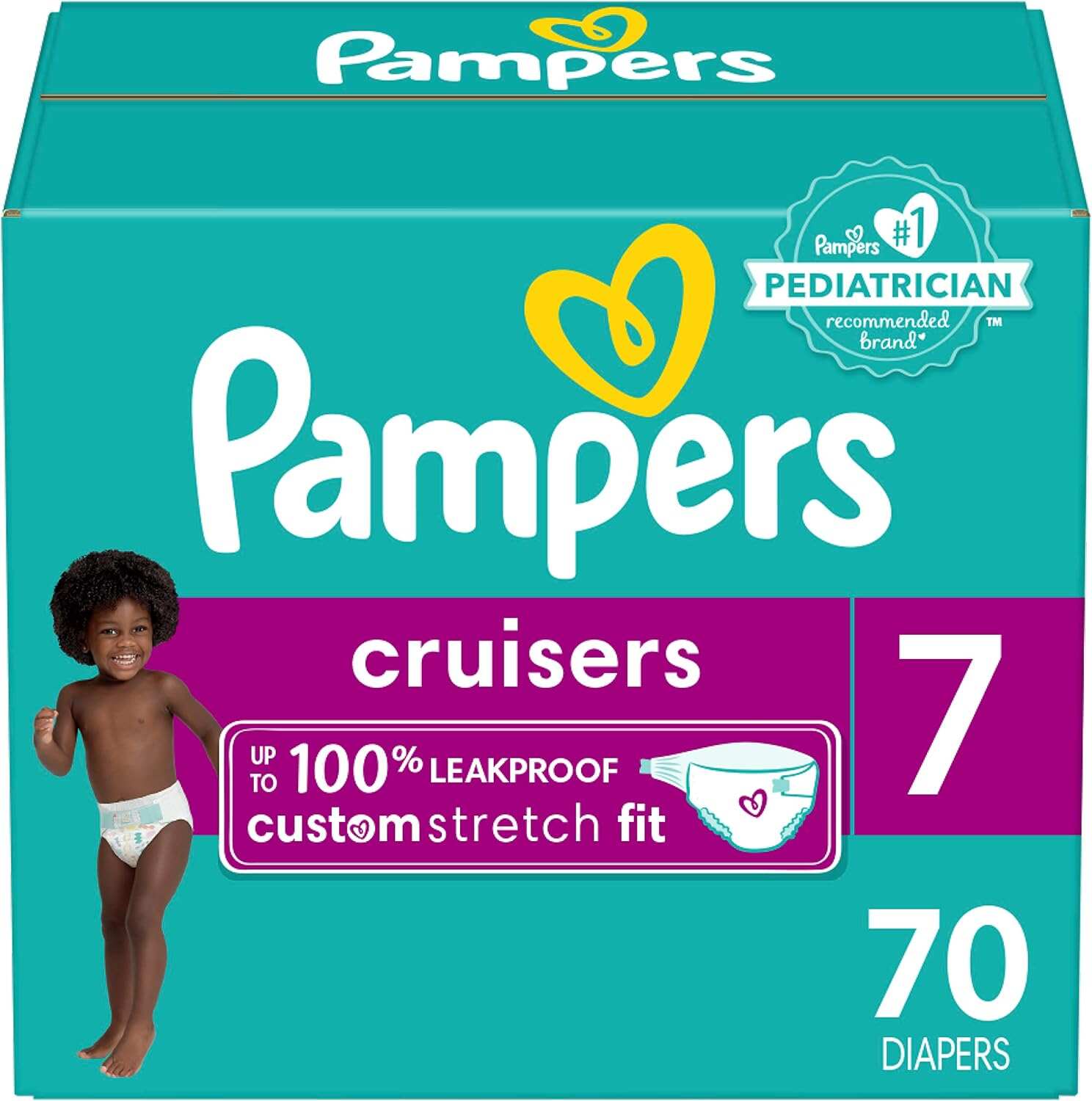 Pampers Cruisers Diapers - Size 5, One Month Supply (128 Count), Disposable Active Baby Diapers with Custom Stretch