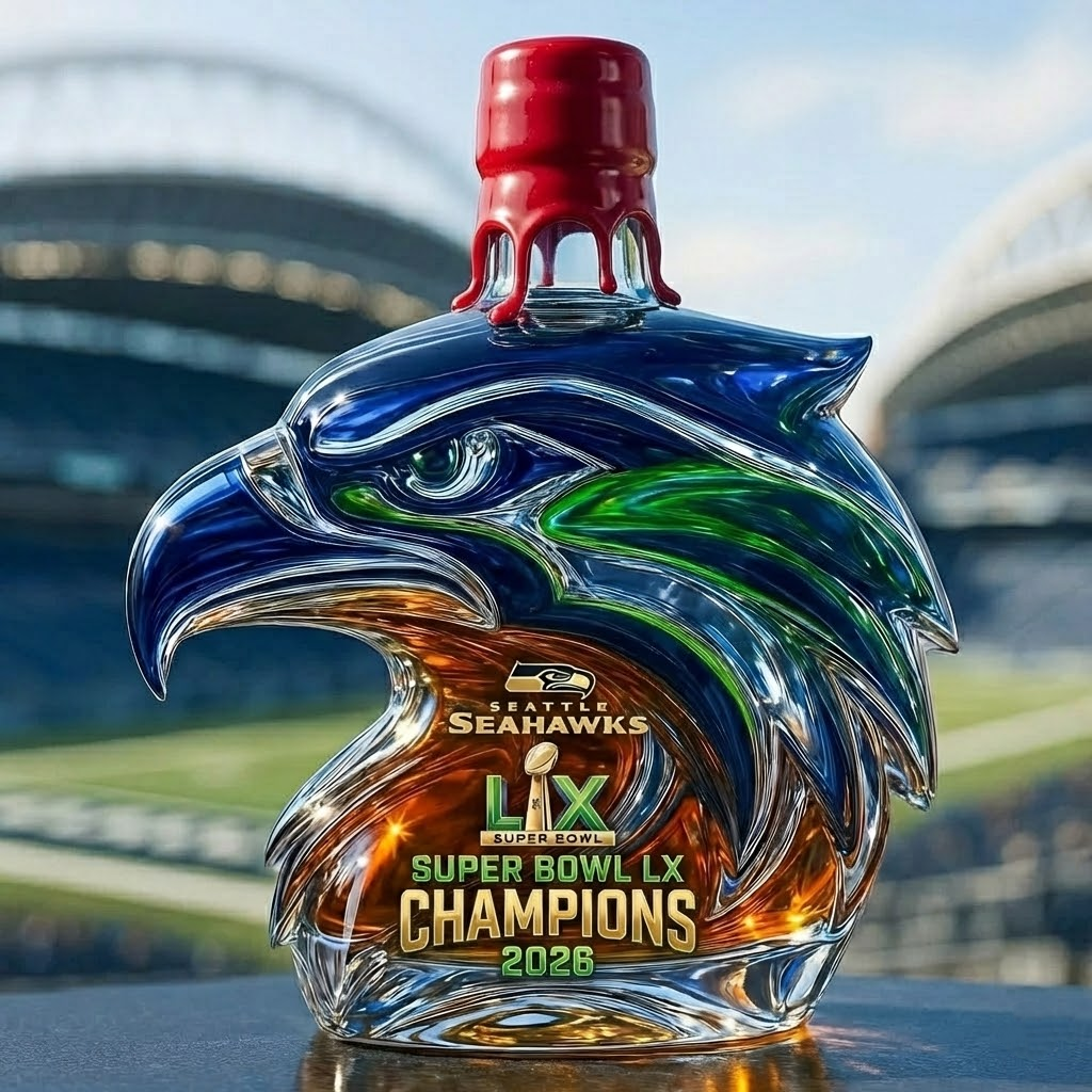 Seattle Seahawks Super Bowl LX Champions Commemorative Whiskey Bottle