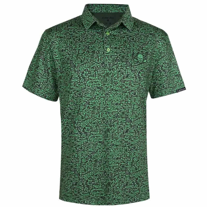 Summertime Cool-Stretch Men's Golf Shirt (Green/Black)