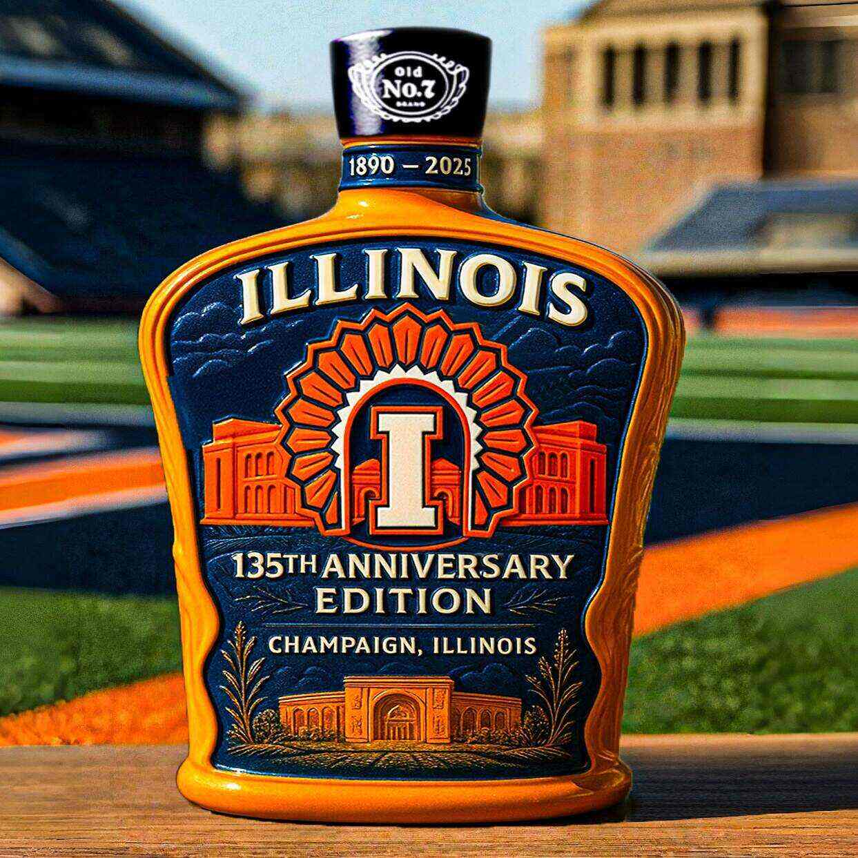Illinois 135th Anniversary Whiskey Bottle