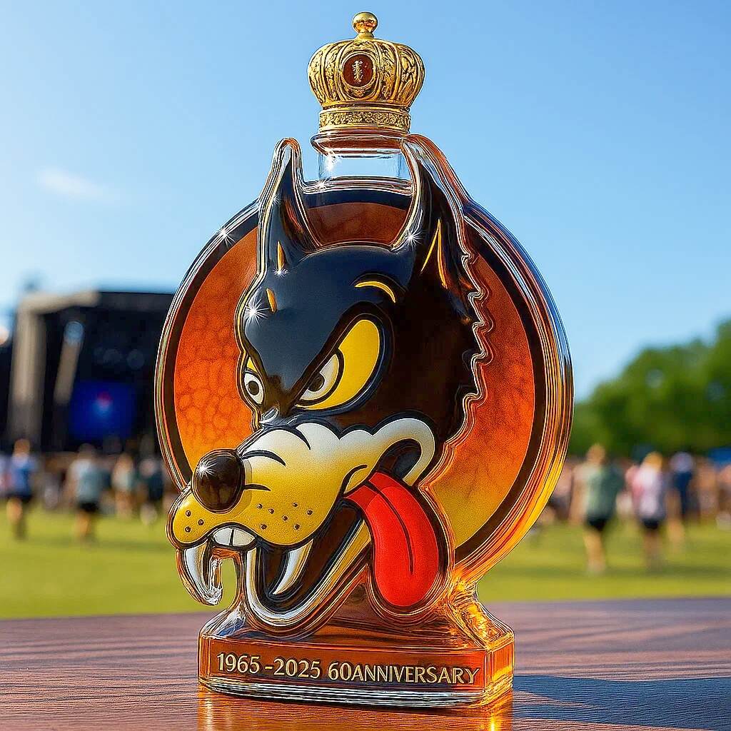 Grateful Dead Jerry Garcia Guitar Wolf Whisky Bottle