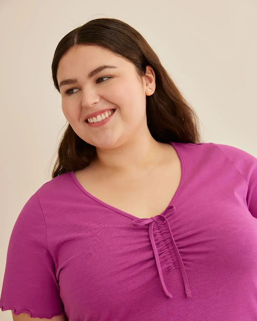 Short-Sleeve Cotton Pyjama Top with V Neckline - ti Voglio