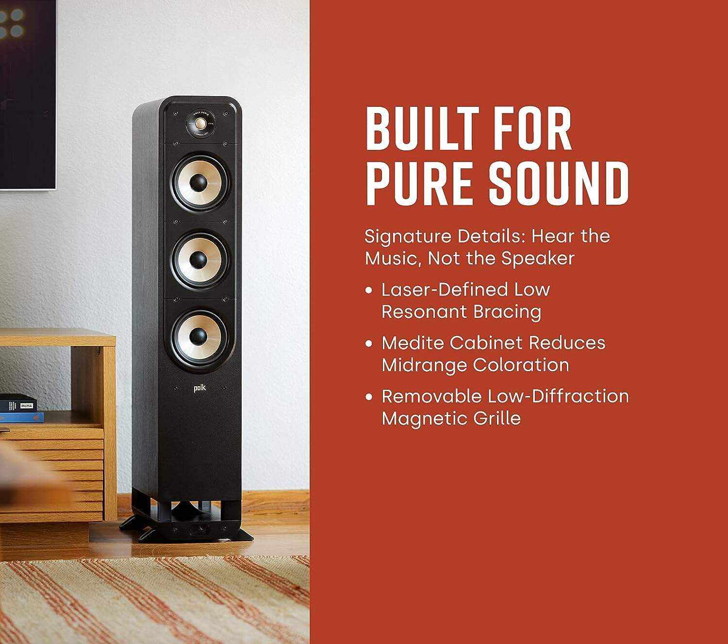 Polk Audio Signature Elite ES20 Bookshelf Speaker - Hi-Res Audio Certified,Dolby Atmos & DTS:X Compatible, 1