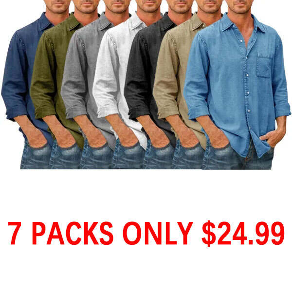 🔥Men's Long Sleeve Button Down Shirt