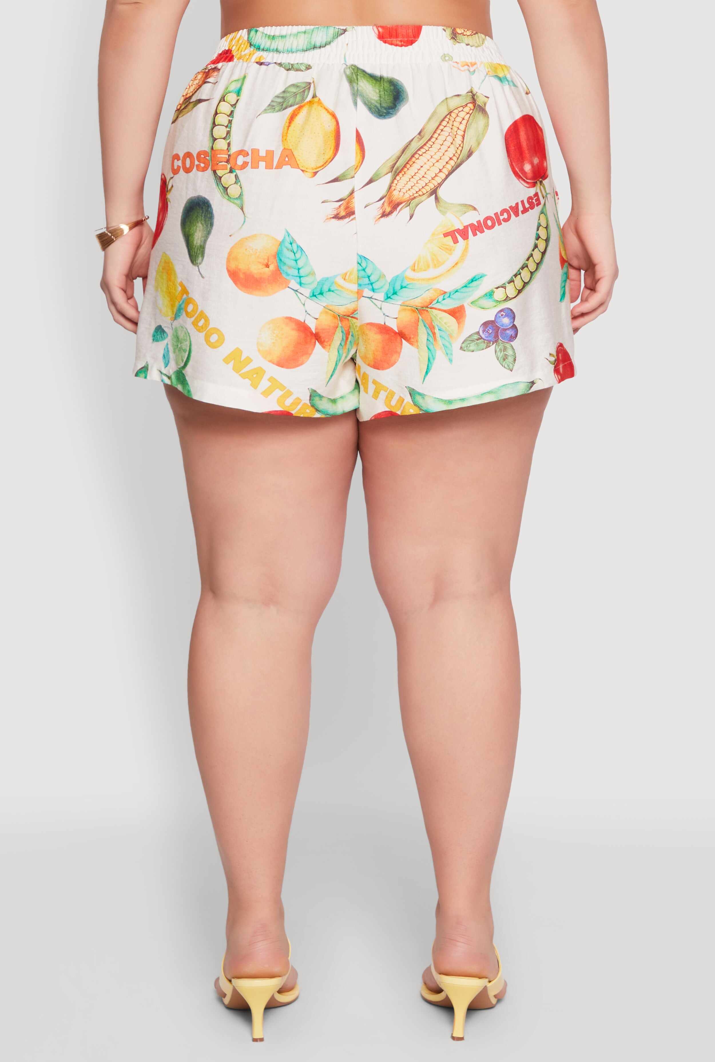 Plus Size Fruit Print Shorts