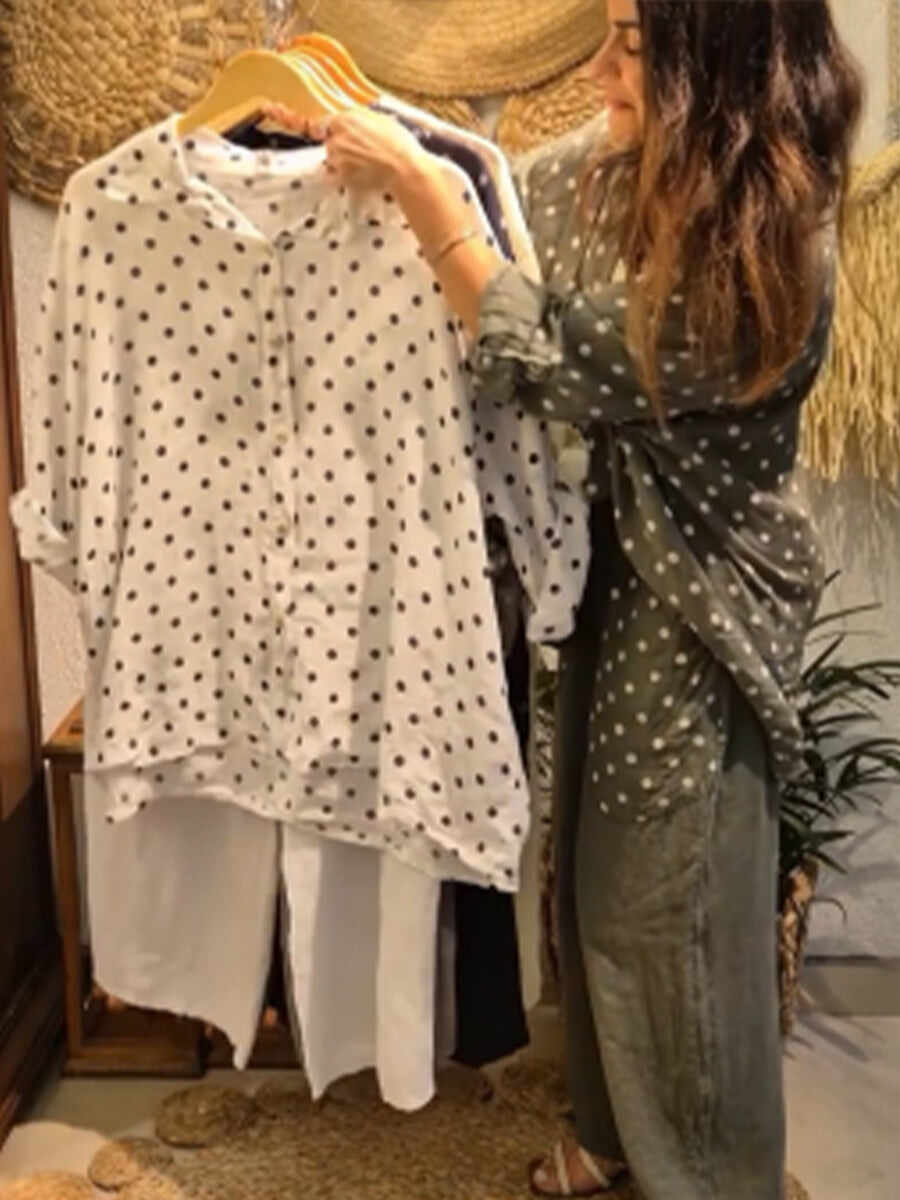 🔥Summer Arrivals🌟Casual Polka Dot Linen And Cotton Shirt And Trousers Two-piece Set