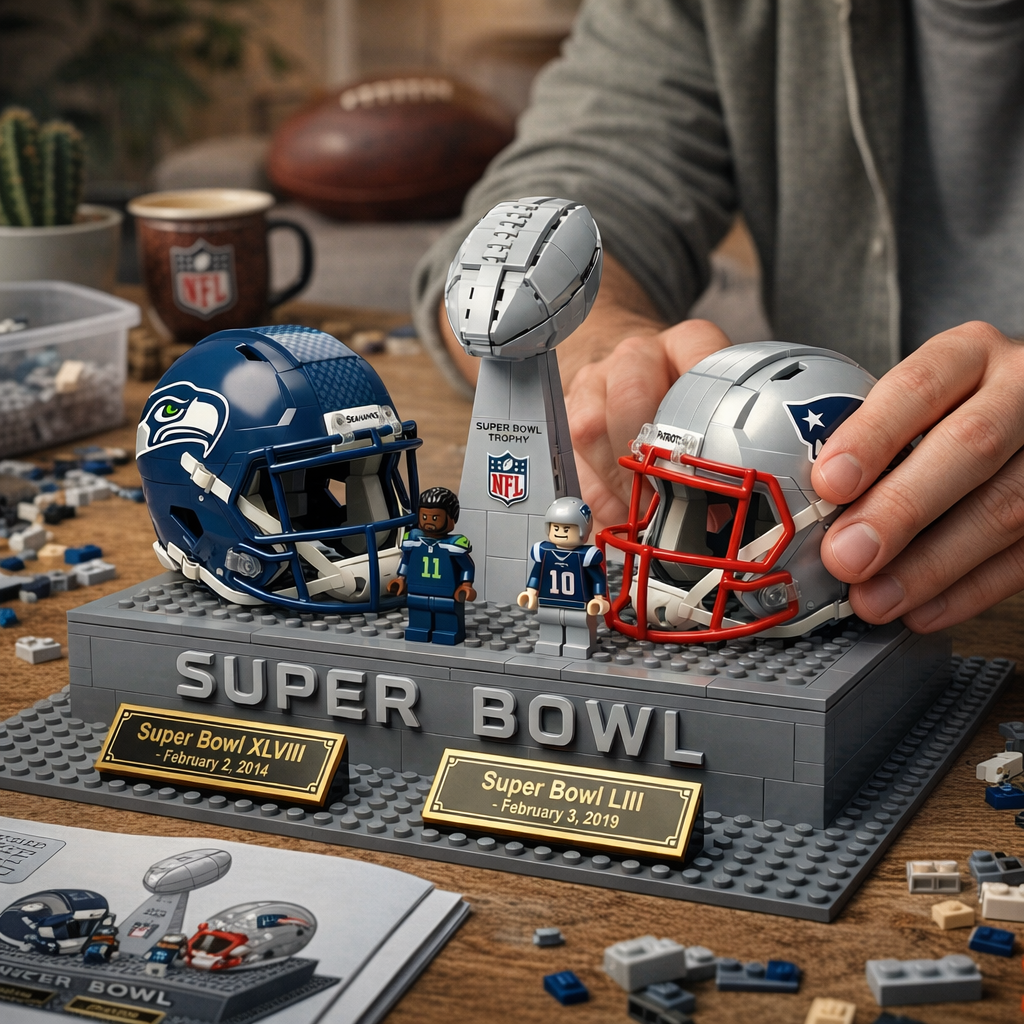 Seattle vs. Patriots Super Bowl Commemorative Building Blocks