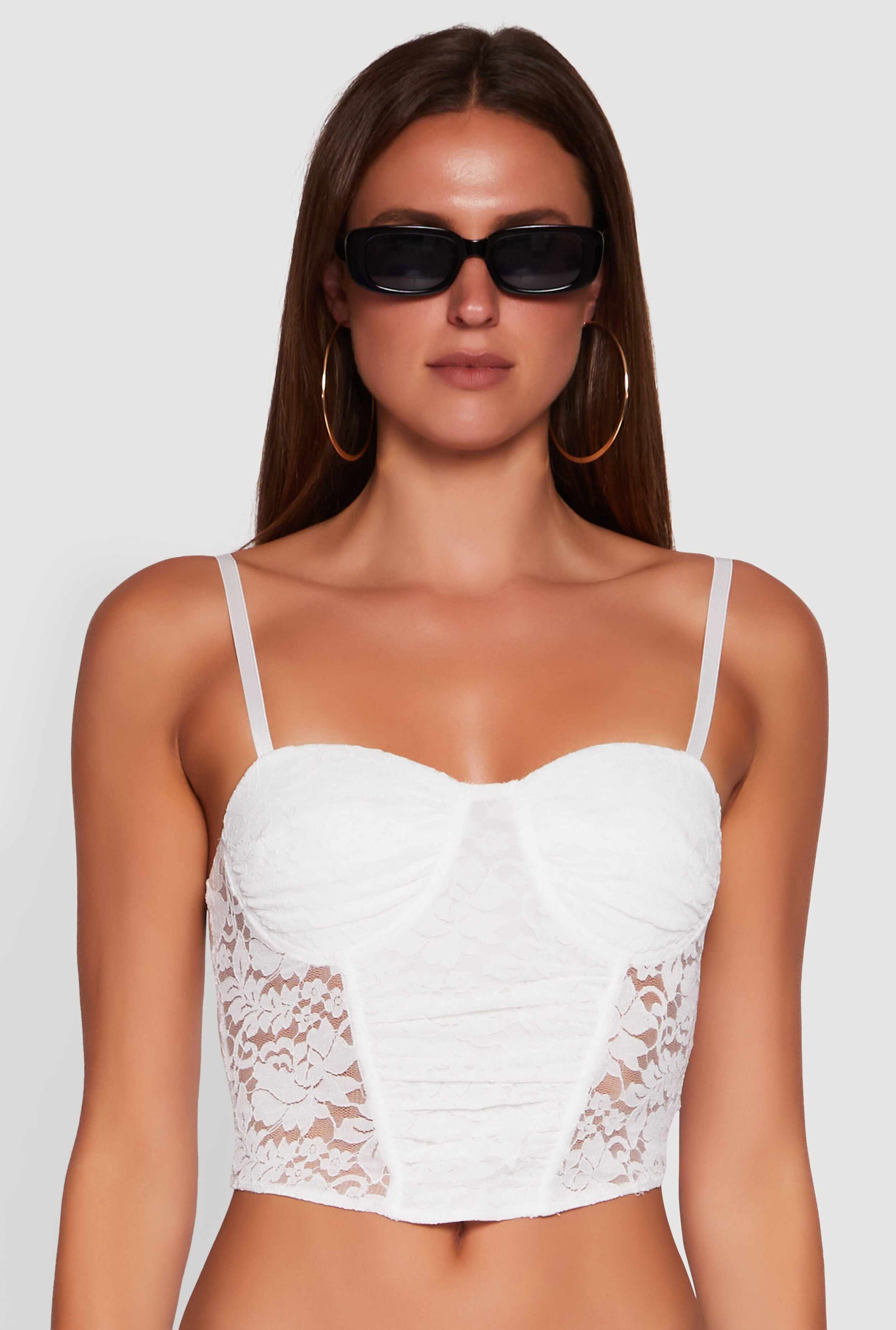 Floral Lace Cropped Sweetheart Bustier Top