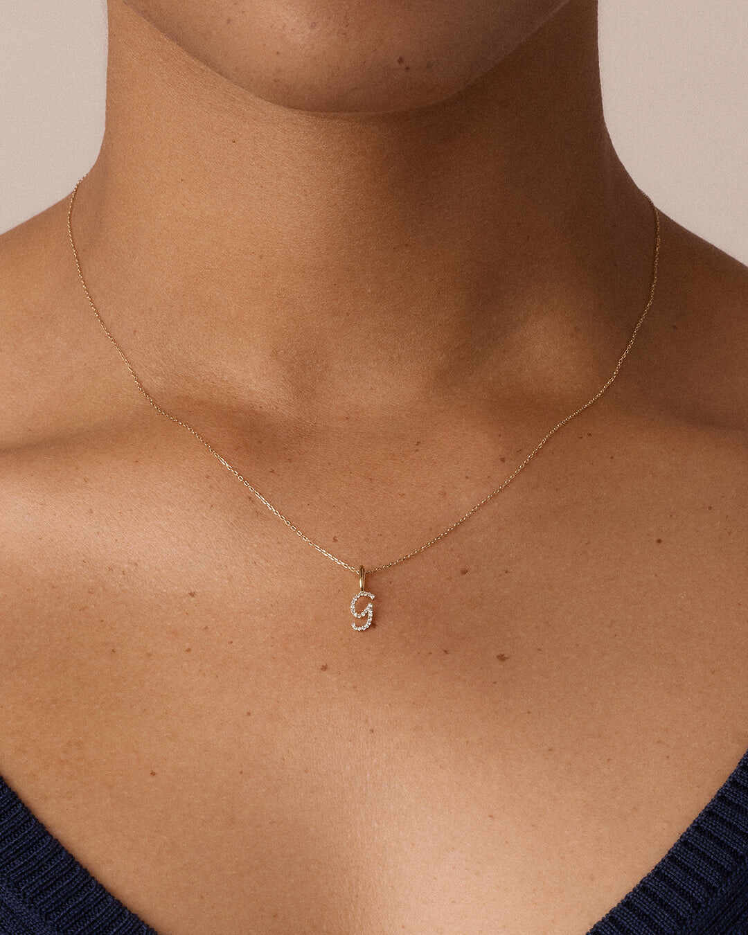 Diamond Script Alphabet Charm Necklace
