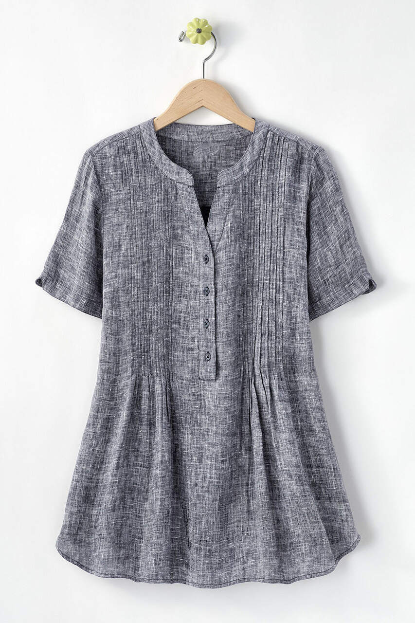 Linen Tuck-and-Release Blouse