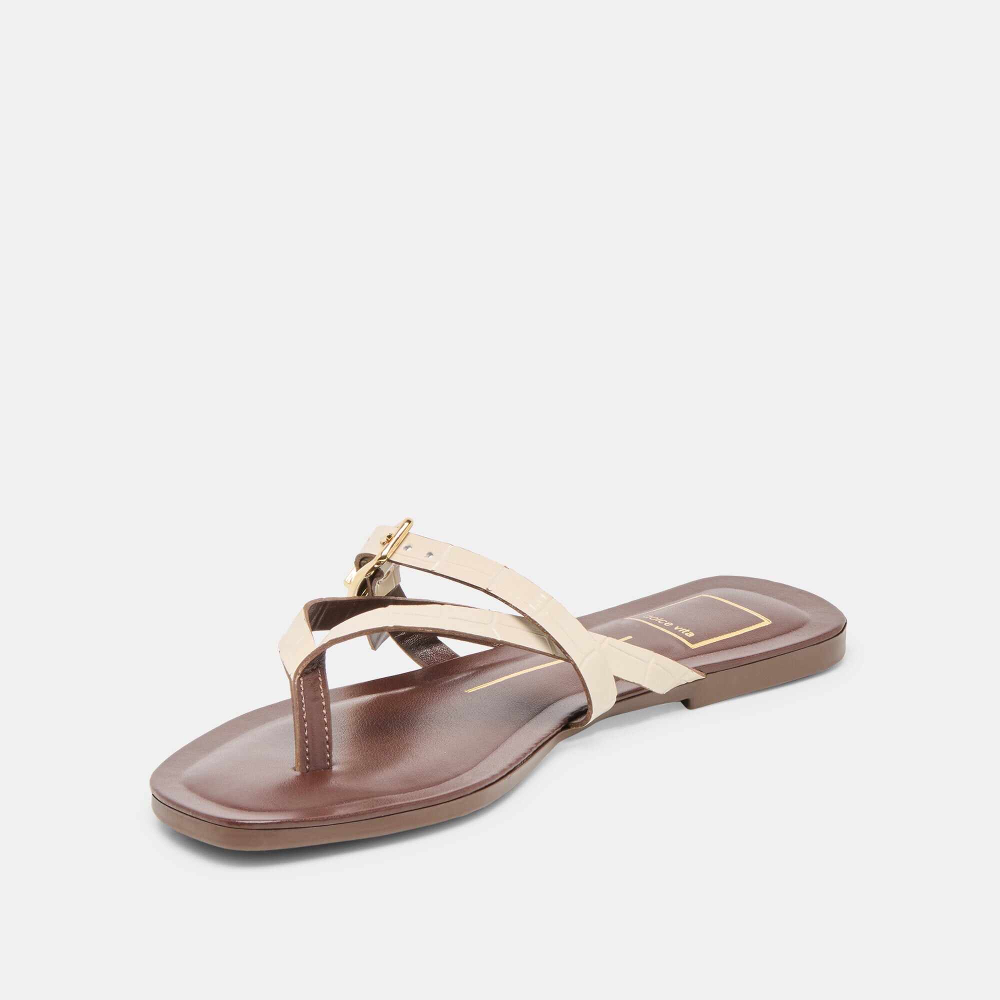 PIERS SANDALS BEIGE CROCO EMBOSSED LEATHER