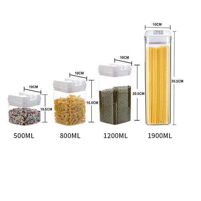 Kitchen Plastic Storage Tank Sealed Five-piece Fresh-keeping Box Food-grade Transparent Storage Tank Easy-to-buckle Can