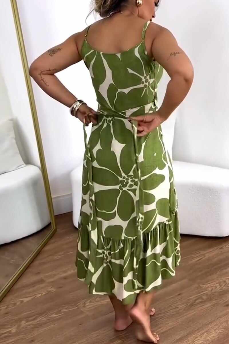 🔥Women's Casual Resort Print Gathered Tunic Dress