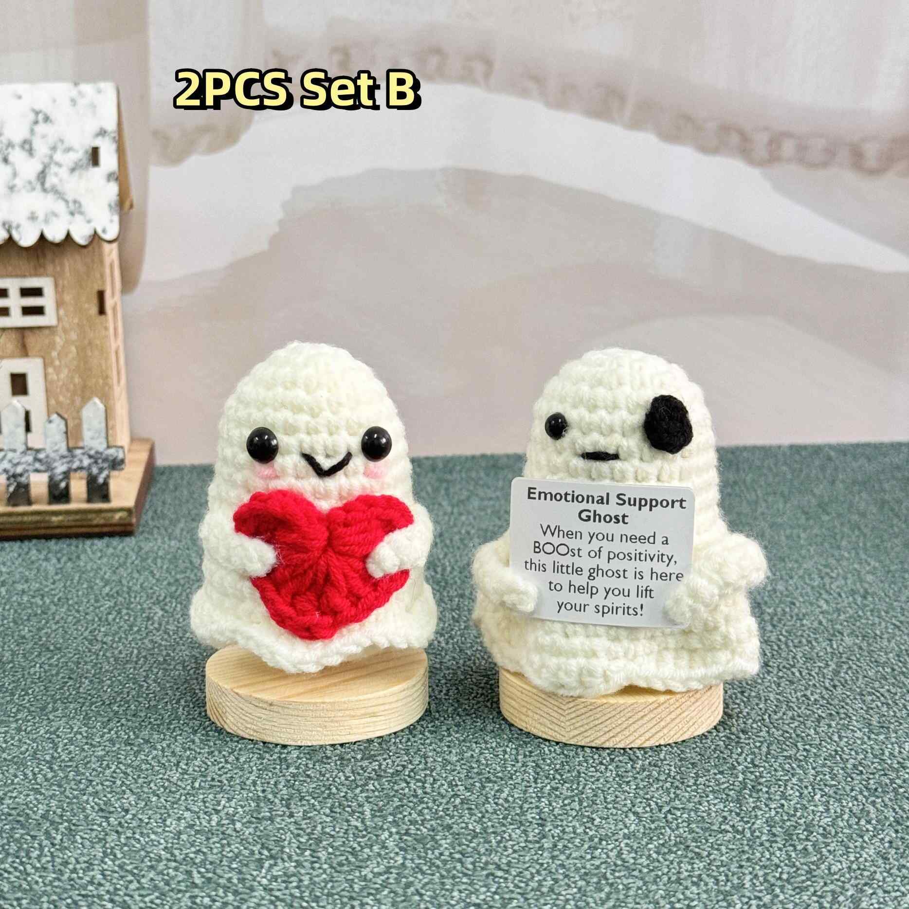 Halloween Crochet Ghost with Pumpkin-Emotional Support Gift