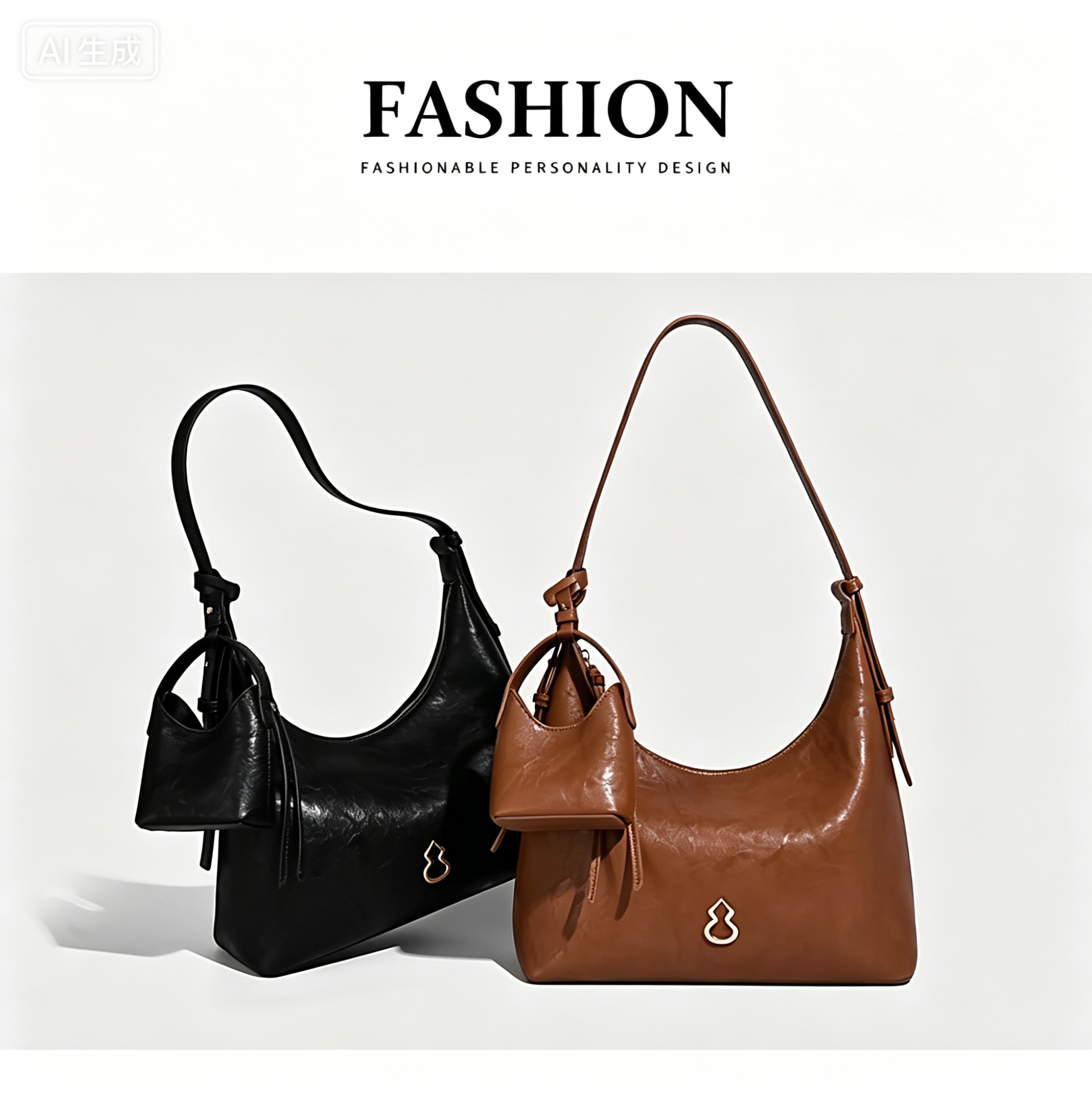 Fashionable women handbag with cowhide leather