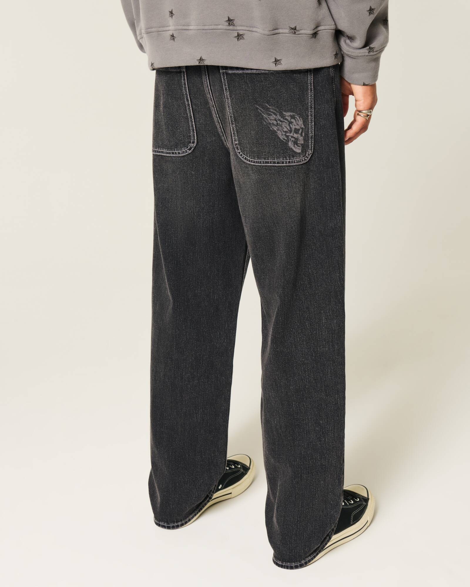 Railroad Stripe Baggy Painter Jeans
