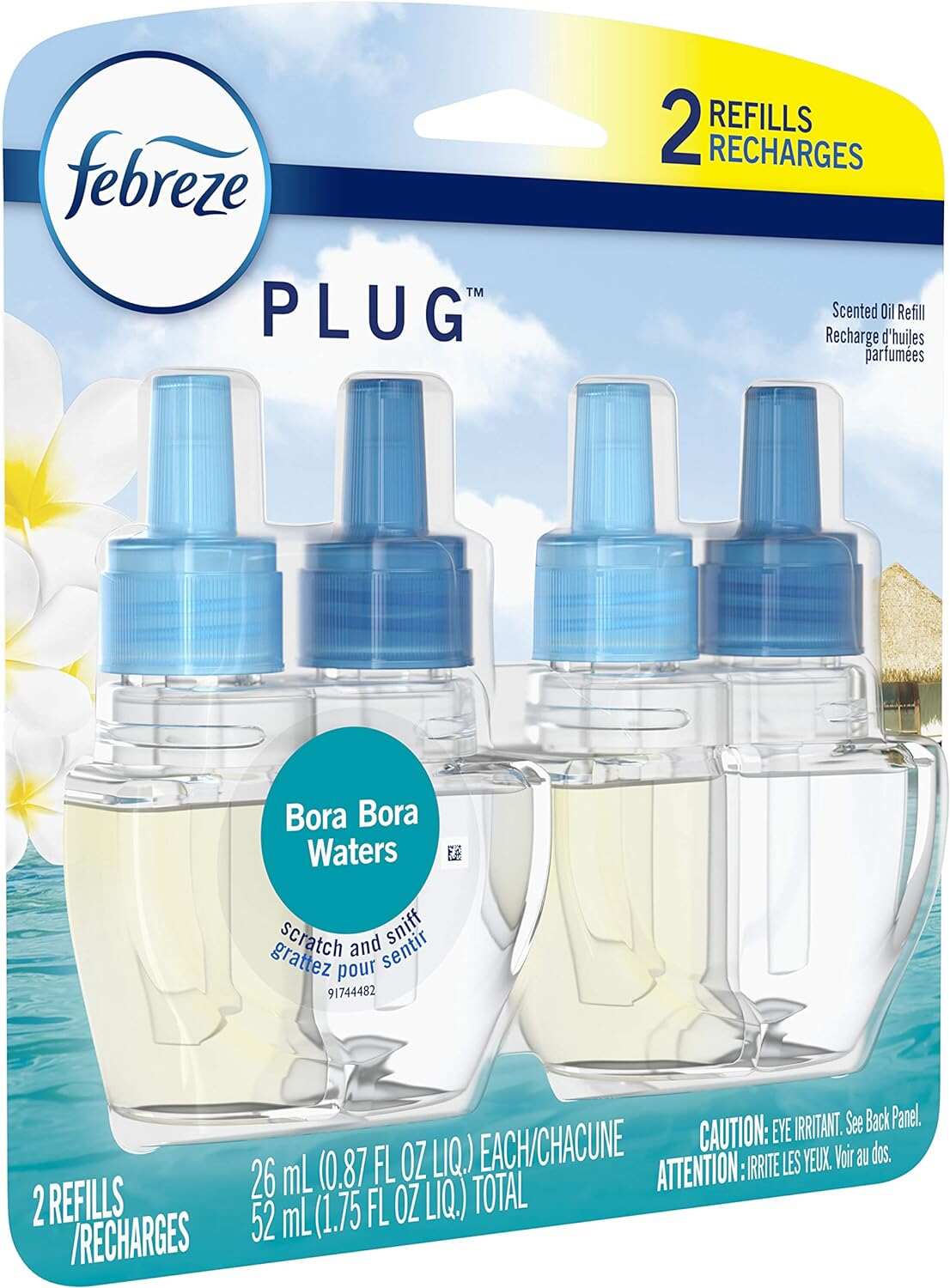 Febreze Odor-Fighting Fade Defy PLUG Air Freshener, Mountain, Ocean, Amber, (3) .87 fl. oz. Oil Refills