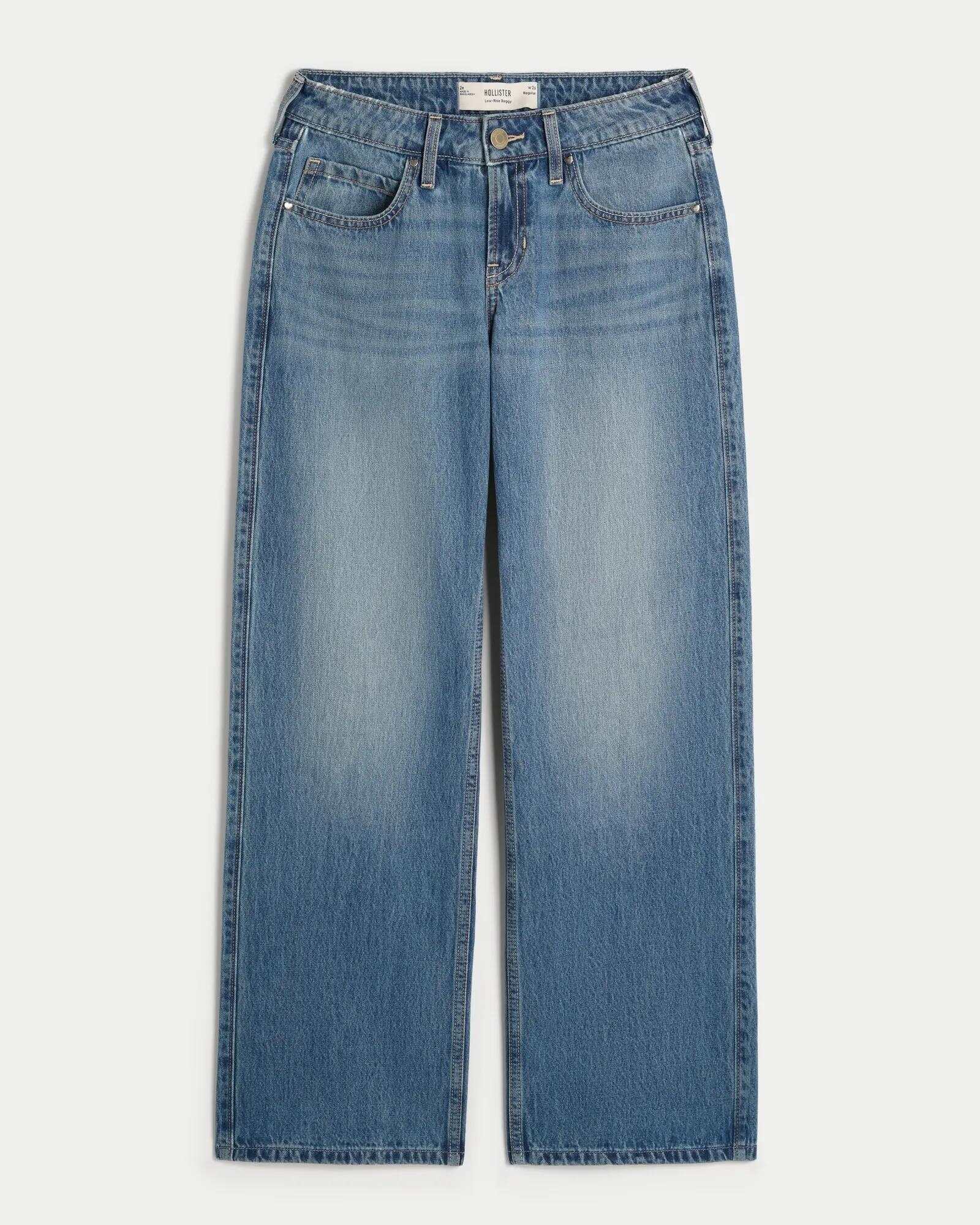Low-Rise Dark Wash Baggy Jeans