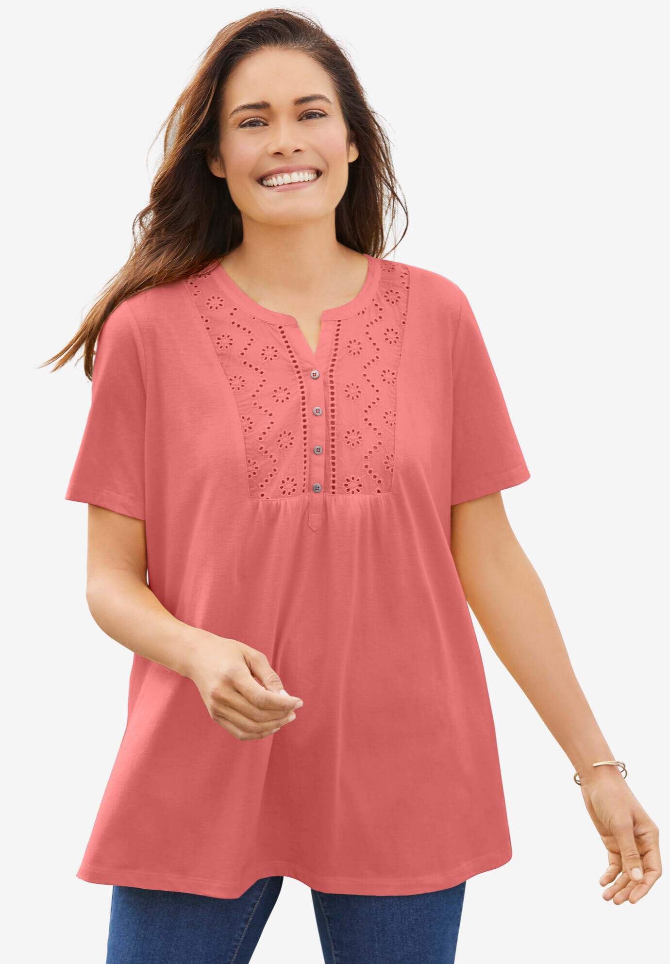Eyelet Henley Tee