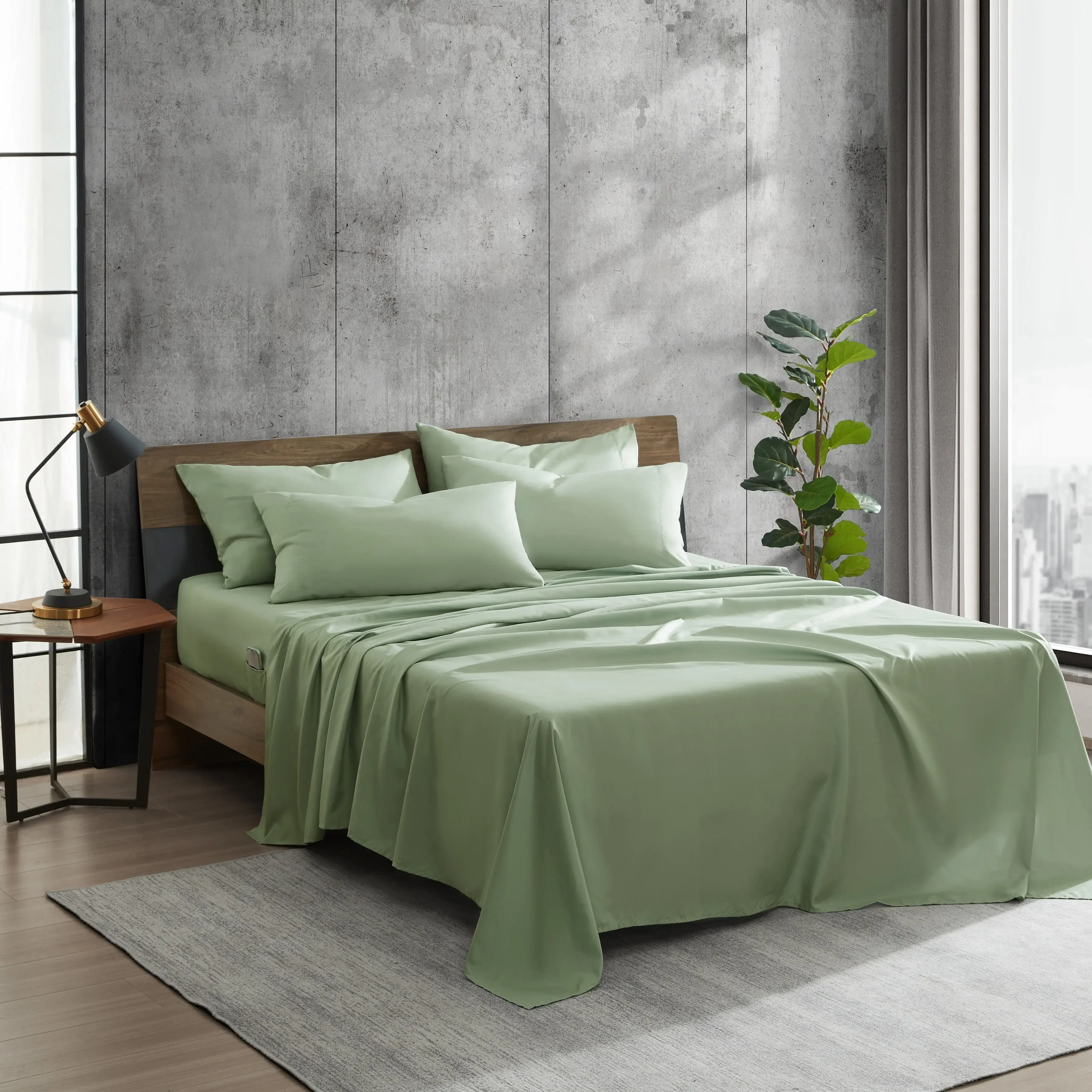 Kenneth Cole Solution Recyled Polyester Solid Bonus Sheet Set