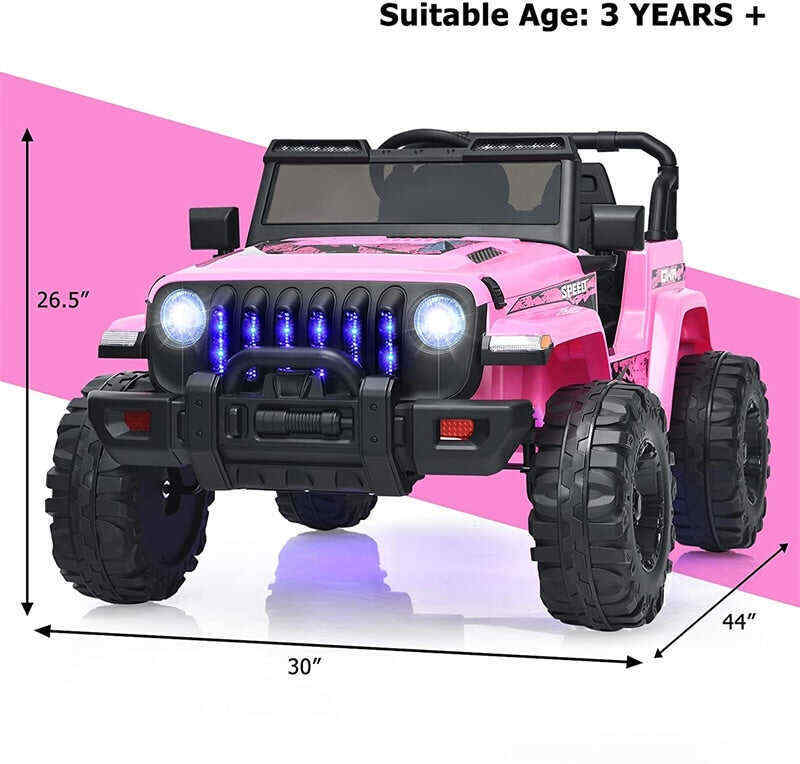 12V Kids Ride-on Jeep Car Battery Powered Electric Truck with Parental Remote Control