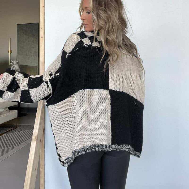 💖 Women's Checkered Open Front Cardigan