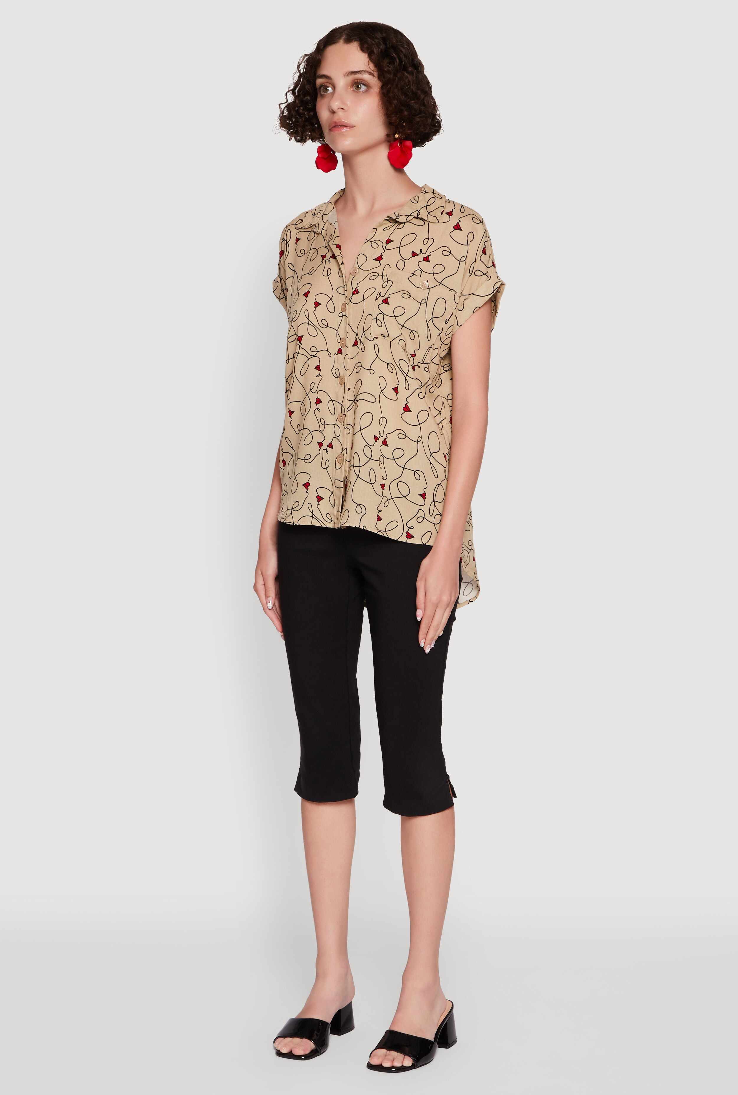 Trendy Classic Fit Abstract Face Print Shirt