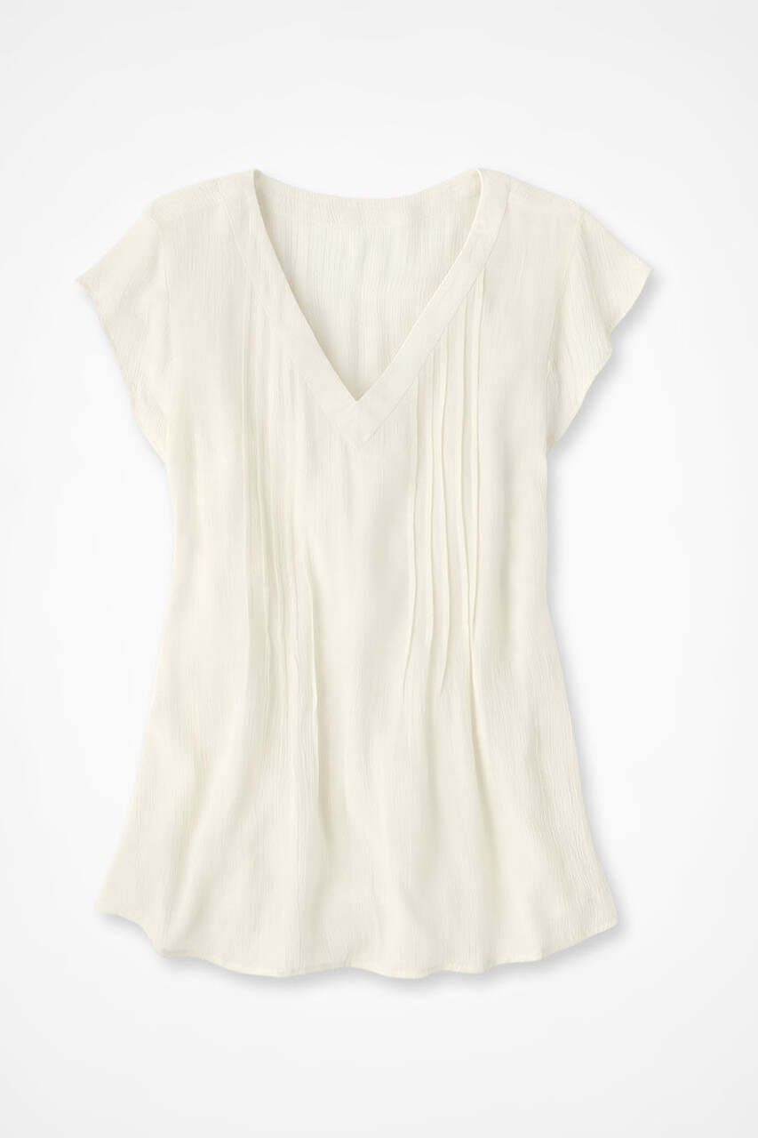 Solstice Tuck-and-Release Cap-Sleeve Blouse