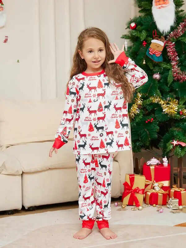 Printed Reindeer Pjs Christmas Matching Family Pajamas Sets