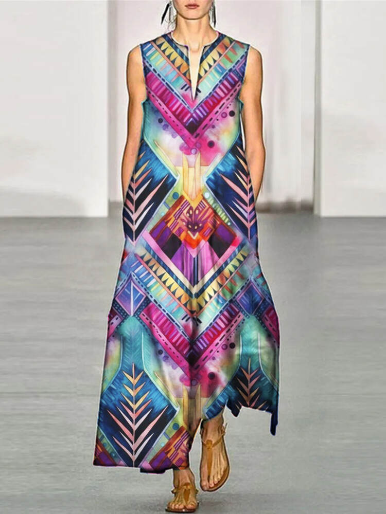 Bohemian Women's Casual Resort Sleeveless Long Dresses