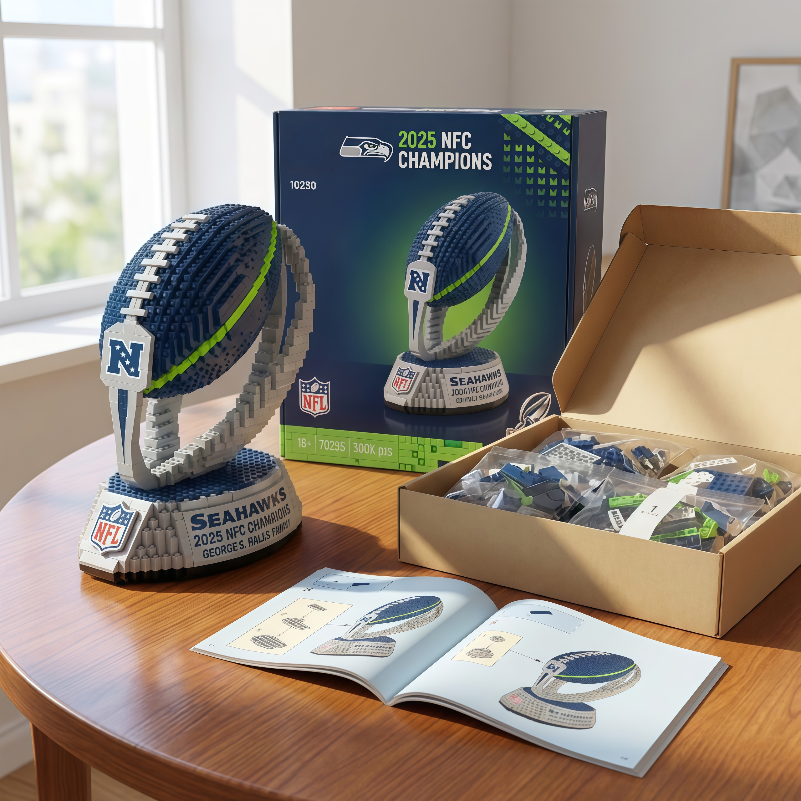 Seattle Seahawks NFC Champions Commemorative Trophy Brick Set