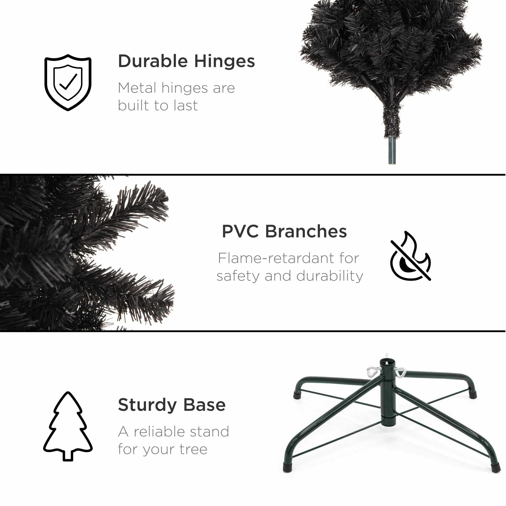 Black Artificial Pencil Holiday Christmas Tree